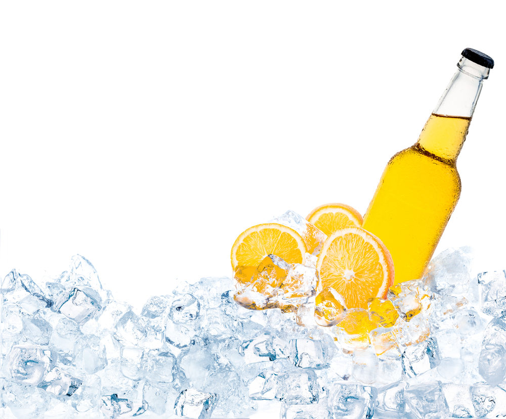 Beware of Exploding Beer Bottles Bottle of beer with cut orange slices on ice