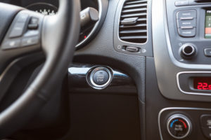 Dashboard of the car with the keyless ignition button