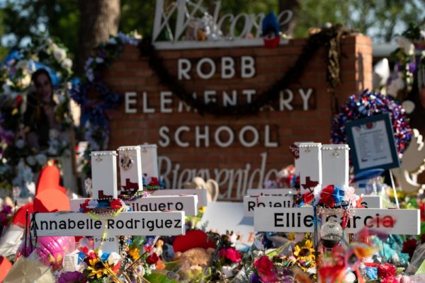 memorial at Robb elementary school dedicated to the victims of the May shooting in Uvalde, Texas.