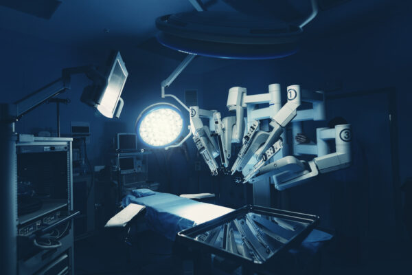 Da Vinci minimally invasive surgical robot in an operating room